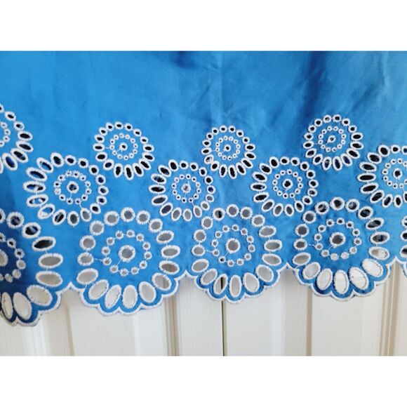 Ann Taylor Loft 16 Eyelet Embroidered‎ Cropped Tank Large Blue Slvless Side Zip - Picture 3 of 8